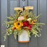 Fall Harvest Bucket Wreath with Sunflowers and Gourds - TwoInspireYou