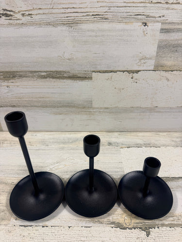 Black Metal Taper Candle Holders – Set of 3