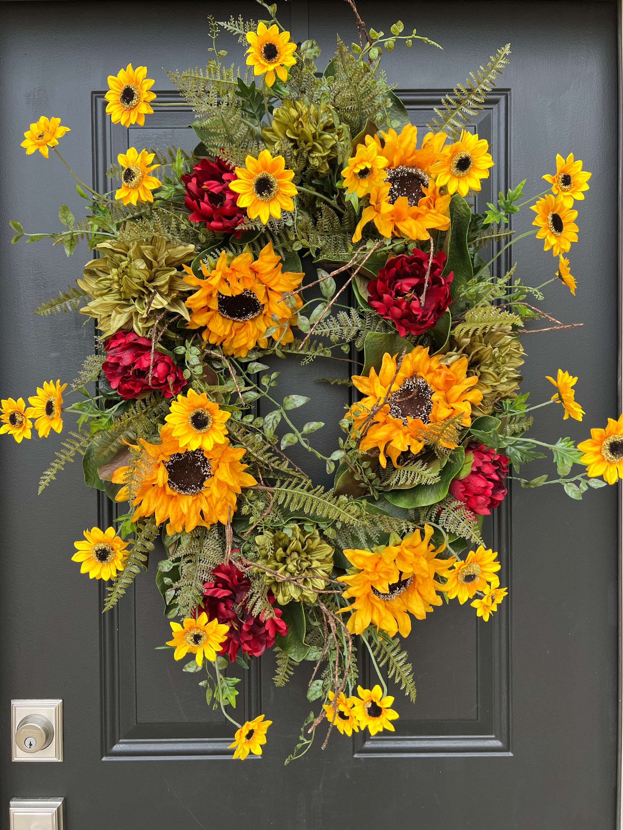 Golden Sunset Sunflower and Black Eyes Susan Fall Wreath