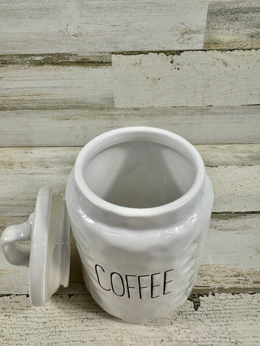 White Ceramic Coffee Canister with Lid