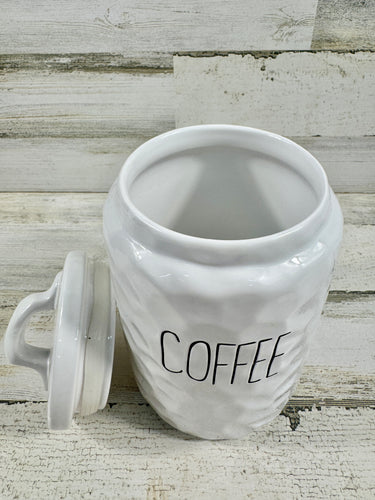 Large White Ceramic Coffee Canister with Lid