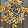 Blue Eucalyptus and Golden Leaf Fall Foliage Wreath - TwoInspireYou