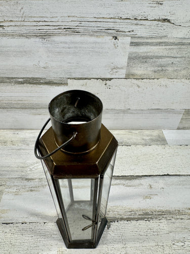 Tall Black Metal & Glass Candle Lantern