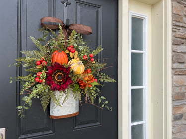 Fall Pumpkin Harvest Bucket Wreath - TwoInspireYou