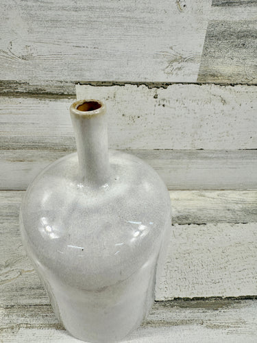 White Ceramic Bottle Vase – Tall Minimalist Decorative Vase