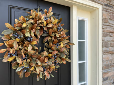 Fall Blueberry Wreath with Foliage - TwoInspireYou