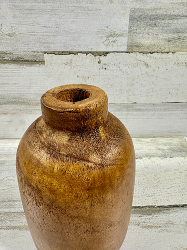 Natural Wood Bottle Vase – Rustic Decorative Vessel