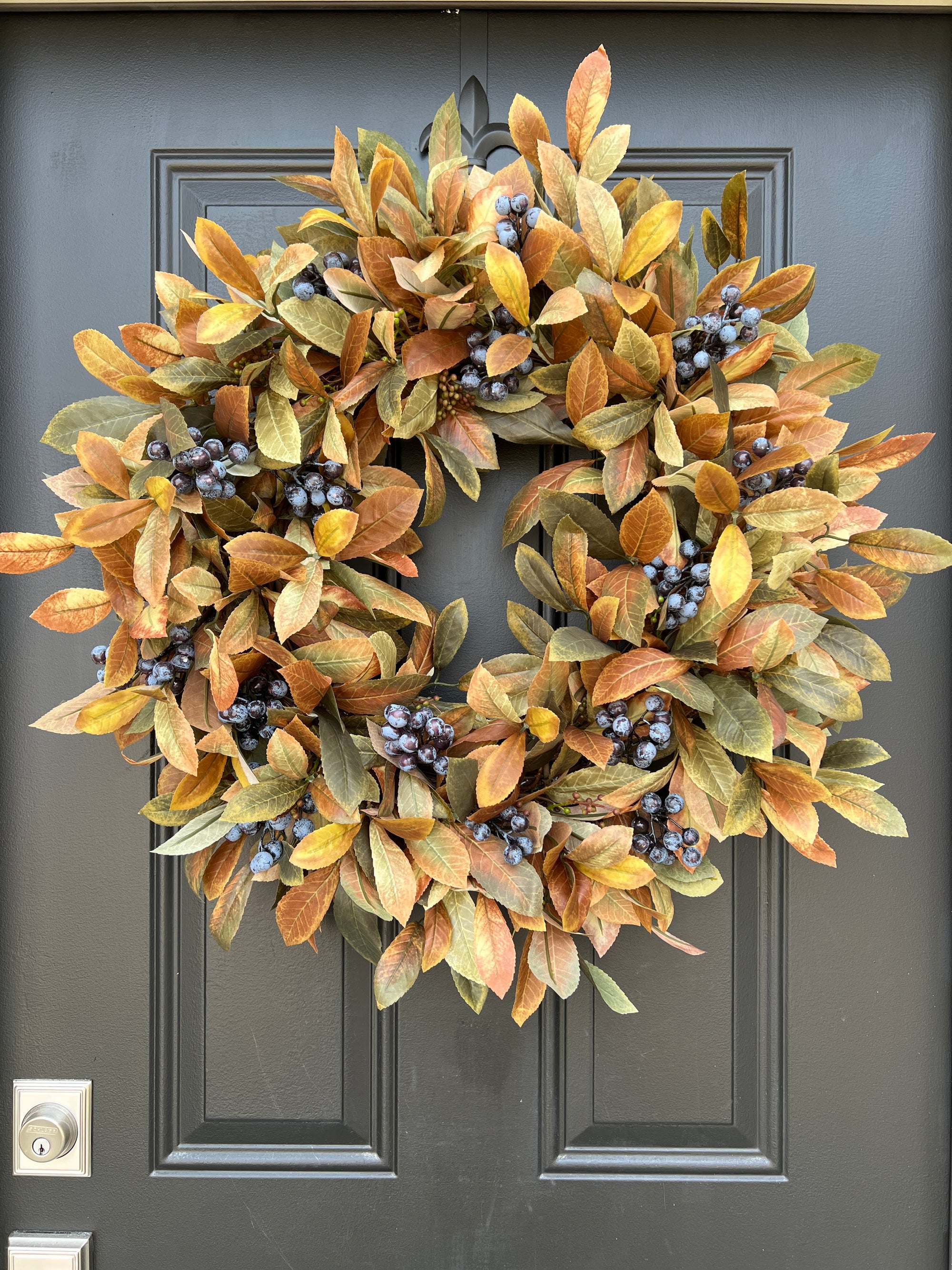 Fall Blueberry Wreath with Foliage