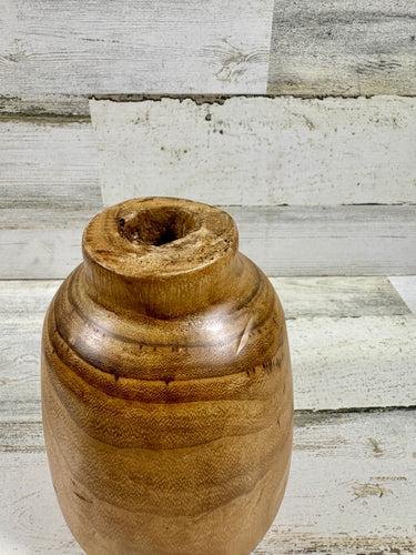 Natural Wood Vase – Rounded Organic Decorative Vessel