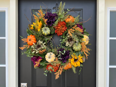 Autumn Magnolia and Sunflower Wreath for Front Door - TwoInspireYou