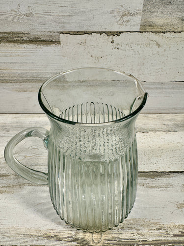 Clear Ribbed Glass Pitcher – Vintage Inspired Water & Floral Pitcher