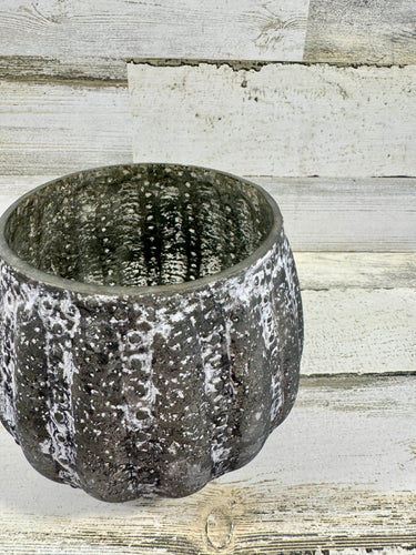 Distressed Charcoal Textured Planter – Rustic Decorative Pot