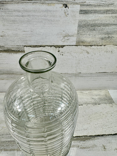 Clear Basket Weave Glass Bottle Vase – Textured Decorative Vessel