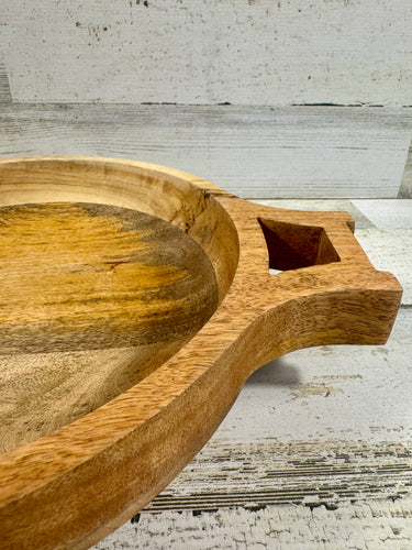 Rustic Wood Serving Bowl with Handle