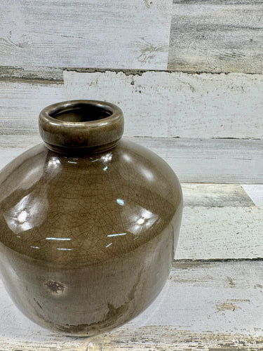 Taupe Crackle Glaze Ceramic Vase