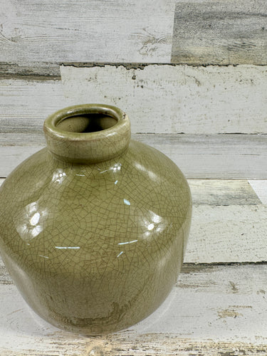 Sage Green Crackle Glaze Ceramic Vase