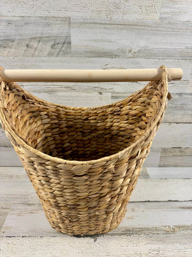 Natural Woven Basket with Wood Handle