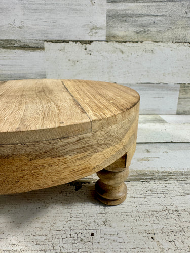 Round Wood Pedestal Riser with Three Turned Legs