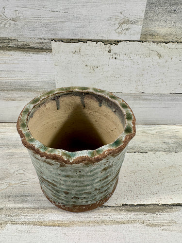 Distressed Aqua Crackle Ceramic Planter