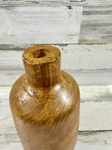 Natural Wood Bottle Vase