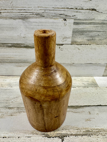Tall Natural Wood Bottle Vase