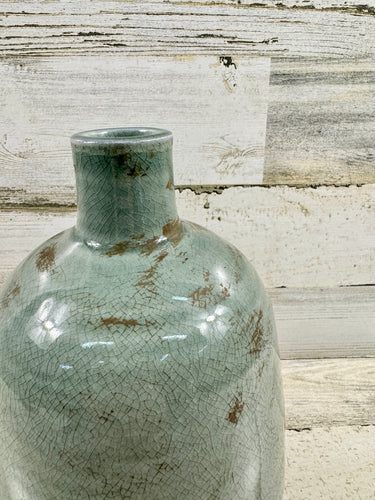 Sage Green Crackle Glaze Ceramic Vase