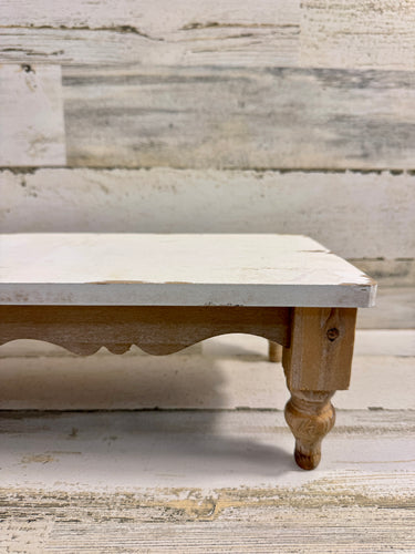 Whitewashed Wood Pedestal Riser with Turned Legs
