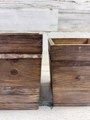 Set of 4 Rustic Wood Planter Boxes
