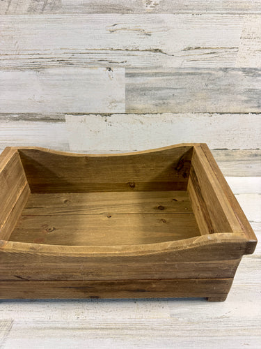Rustic Wood Storage Bin with Curved Front
