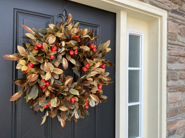 Golden Fall Foliage Wreath with Berries - TwoInspireYou