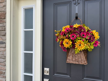 Burgundy and Golden Floral Fall Basket