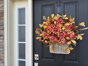 Golden Mum and Red Berry Fall Basket