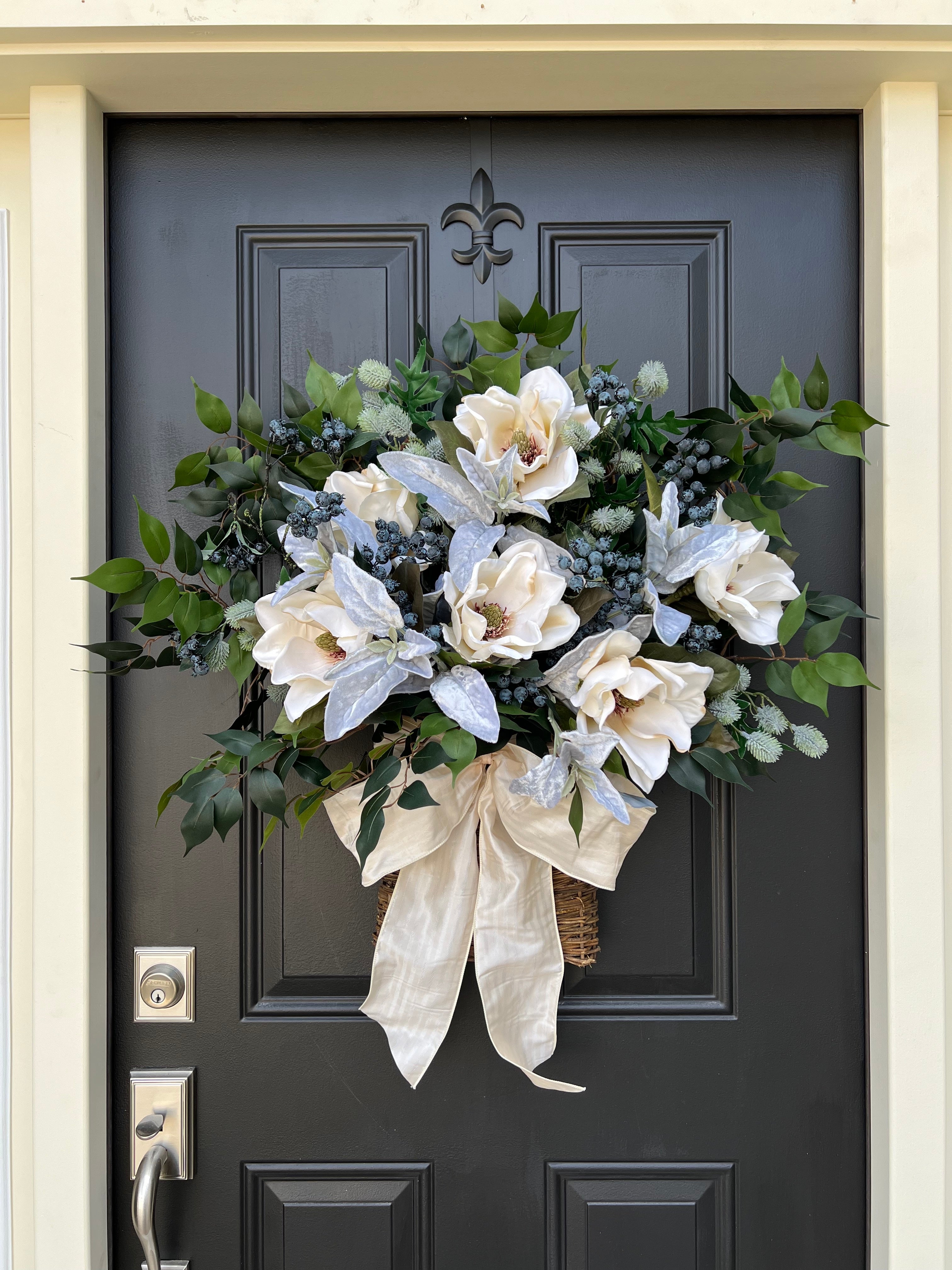 Winter Magnolia Basket Arrangement