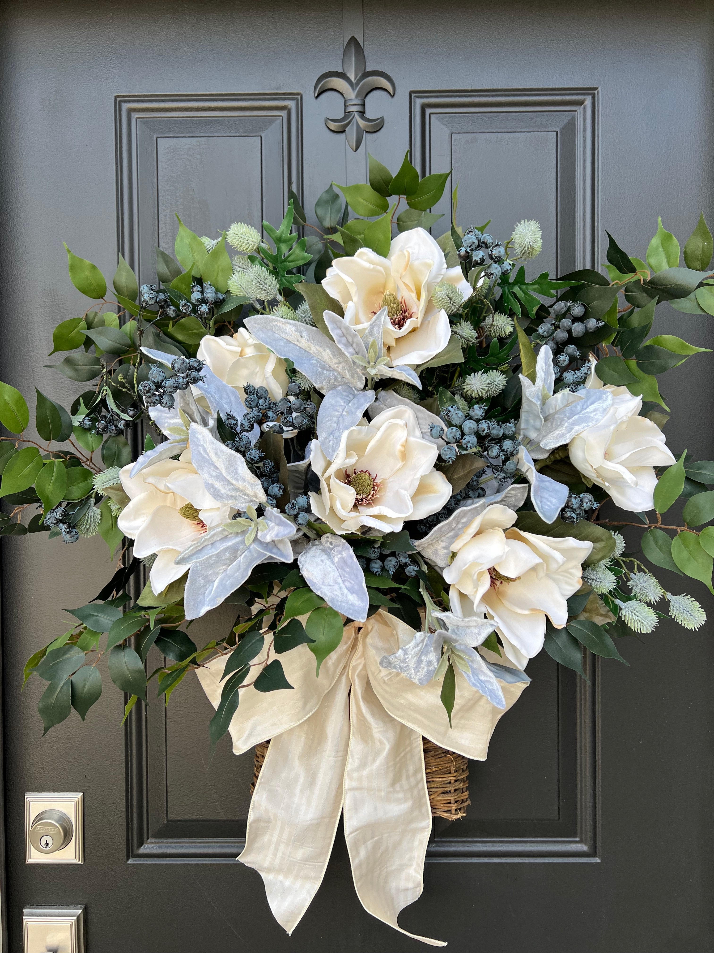 Winter Magnolia Basket Arrangement