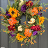 Colorful Autumn Sunflower and Pumpkin Front Door Wreath - TwoInspireYou