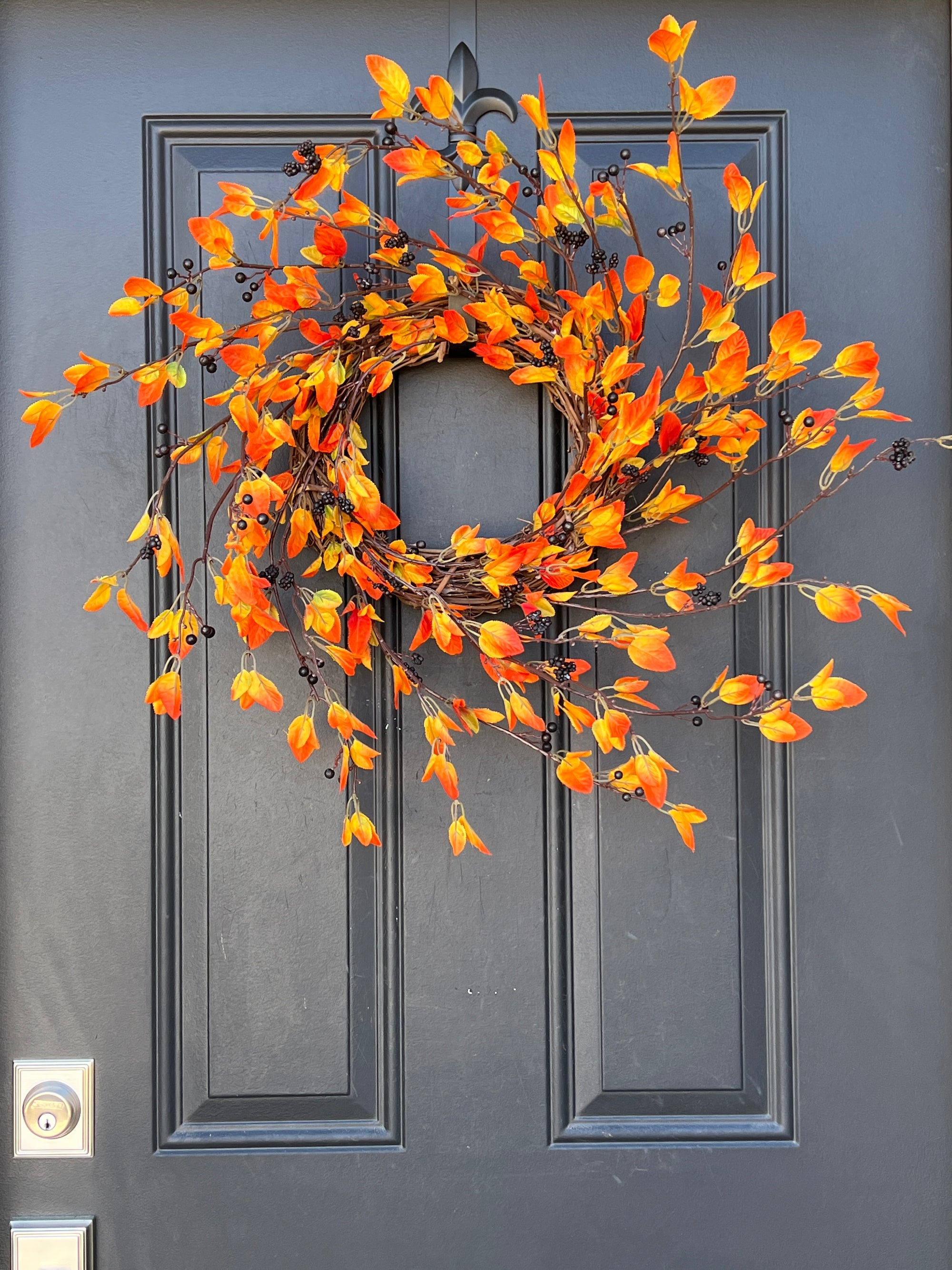 Simple and Modern Orange Fall Leaves Wreath