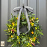 Summer Magnolia & Boxwood Wreath with Oranges and Blueberries - TwoInspireYou