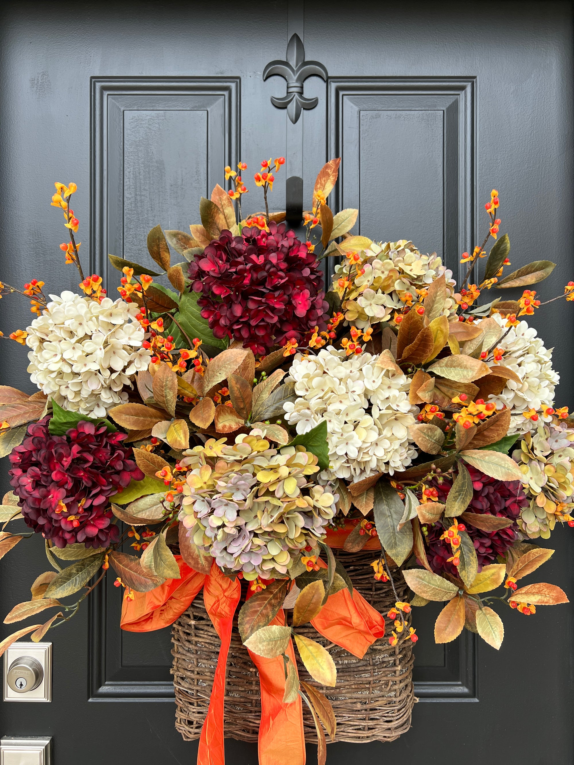 Fall Door Hanger Basket with Hydrangeas