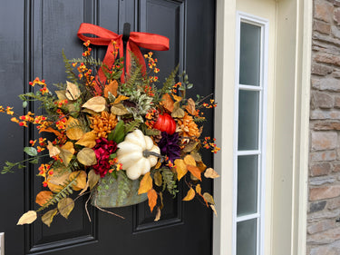 Fall Door Hanging with Sunflowers and Pumpkins - TwoInspireYou