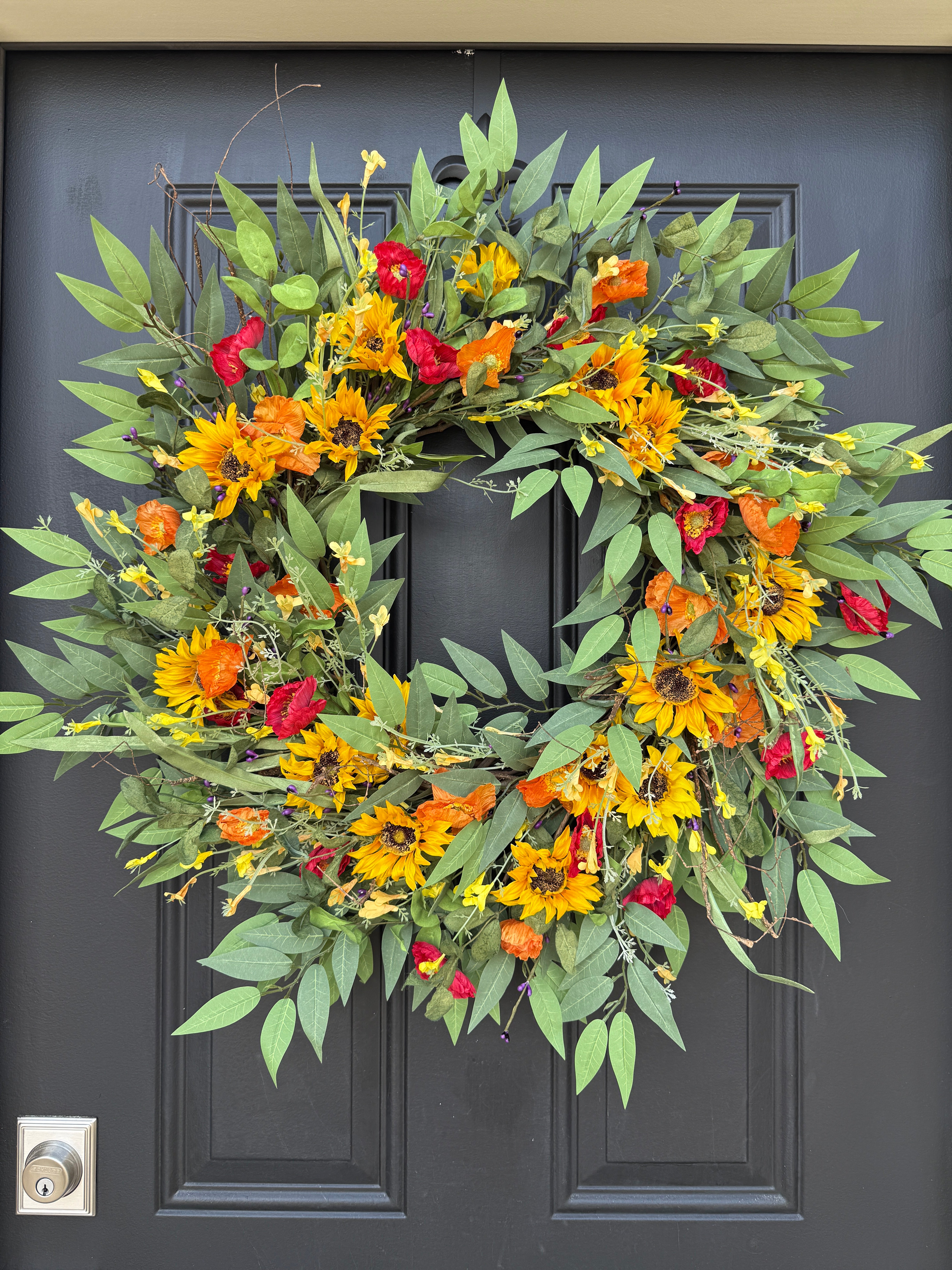 Summer Sunflower and Poppy Wreath