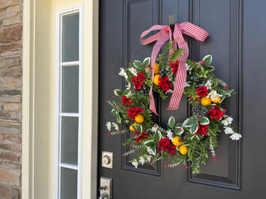 Blueberry Lemonade Wreath with Red Geraniums - TwoInspireYou