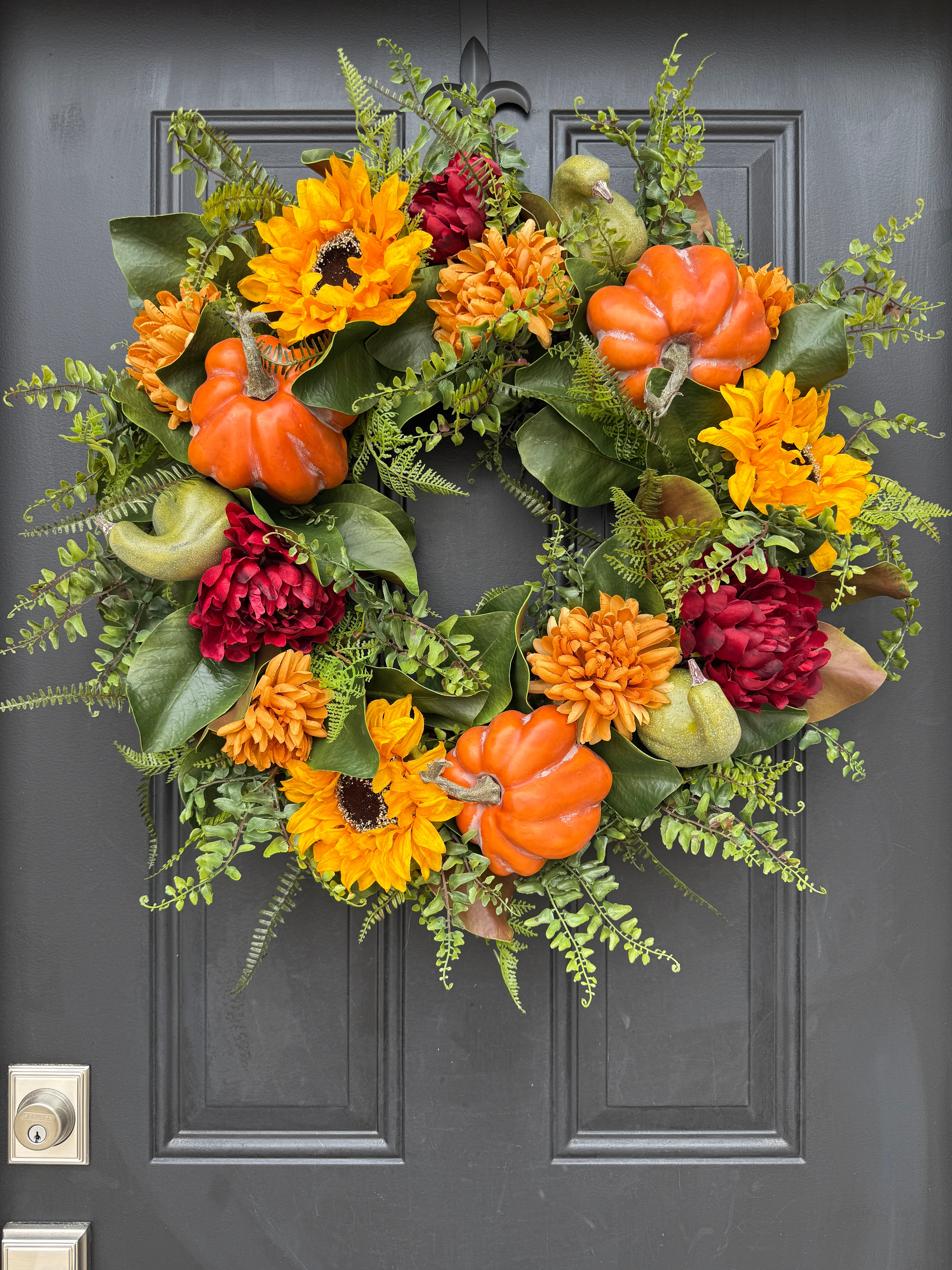 Autumn Abundance Pumpkin and Gourd Wreath - TwoInspireYou