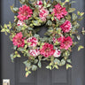 Pink Dahlia Fall Wreath – Rustic Autumn Door Decoration - TwoInspireYou
