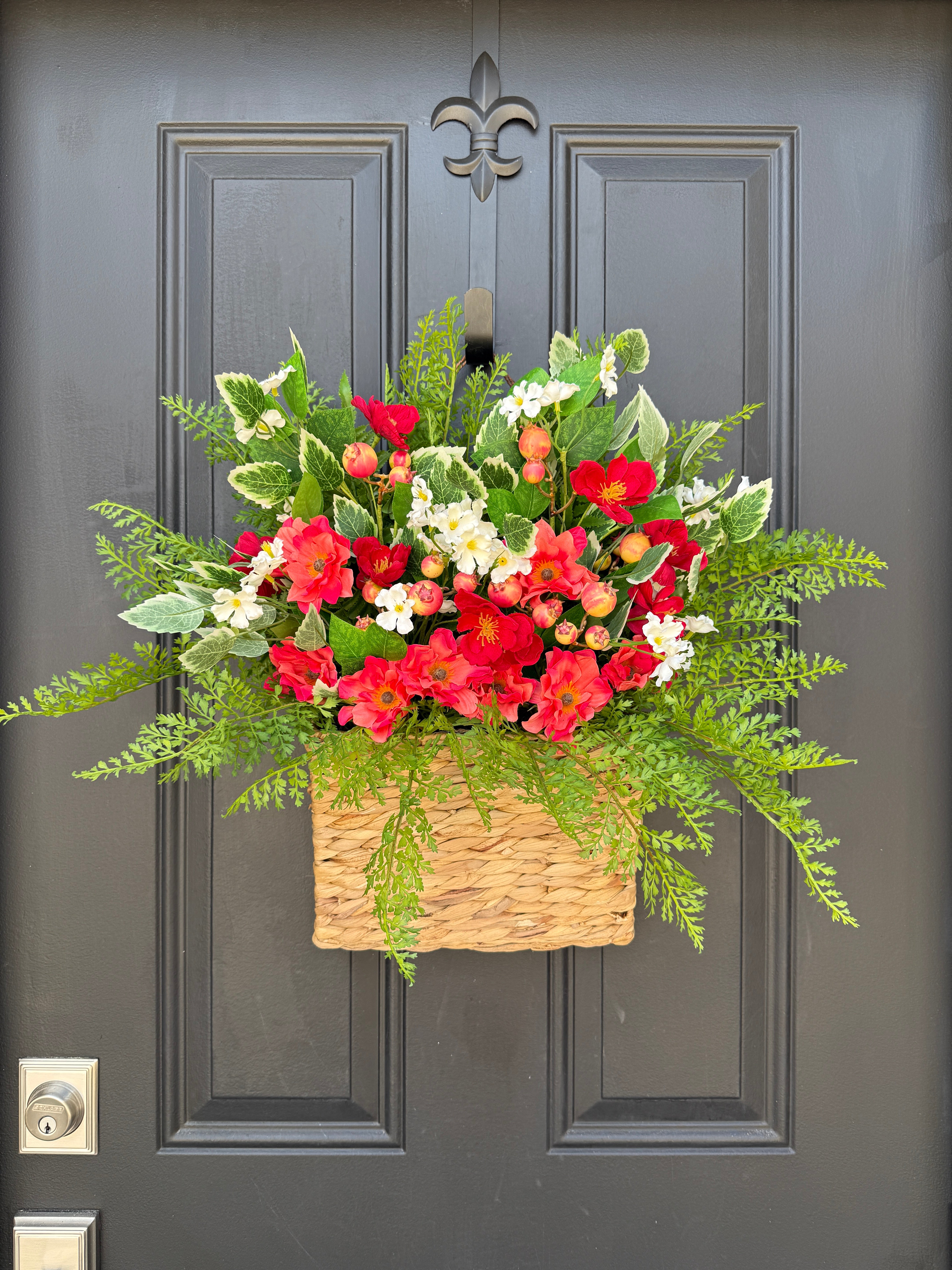 Cheerful Pink and Red Floral Summer Basket - TwoInspireYou