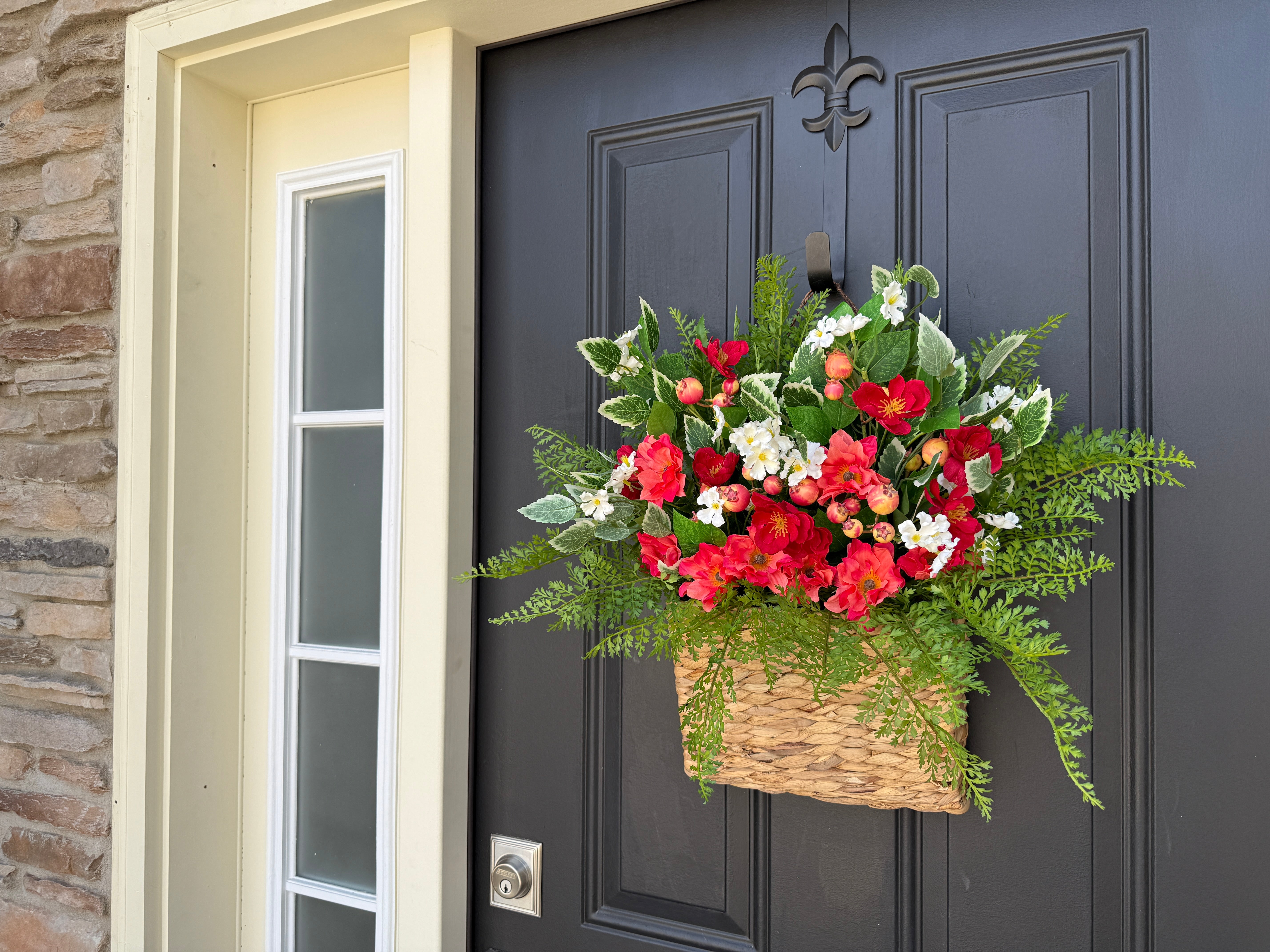 Cheerful Pink and Red Floral Summer Basket - TwoInspireYou