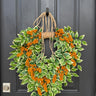 Cascading Fall Orange Berry & Greenery Wreath – Autumn Door Decor - TwoInspireYou