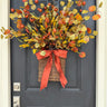 Fall Berry & Leaf Basket with Rust Bow – Autumn Door Decoration - TwoInspireYou