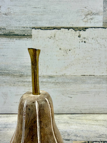 Rustic Wood Pear Decor with Gold Stem | Neutral Tabletop Accent