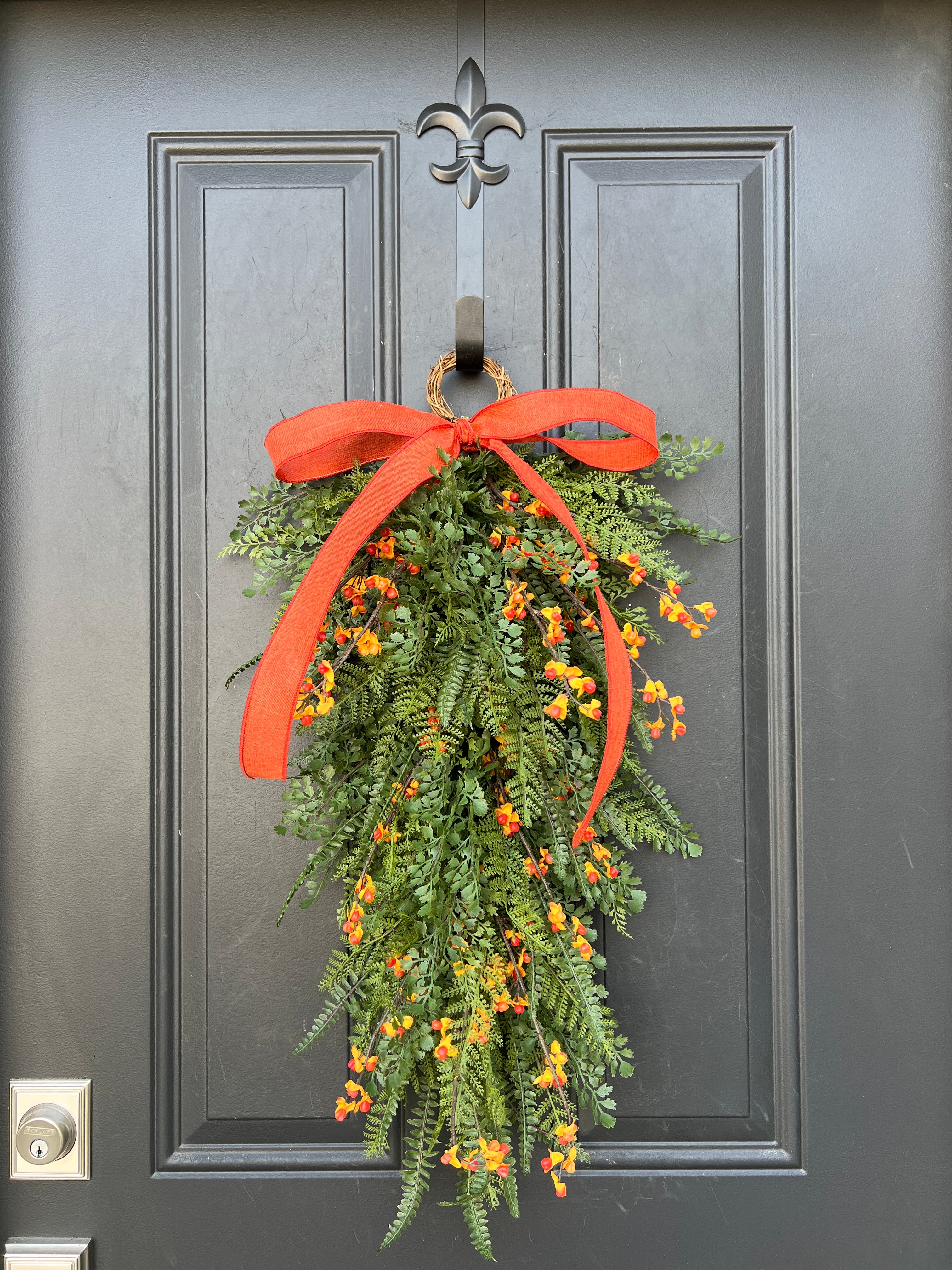 Fall Fern Swag with Bittersweet Teardrop Wreath