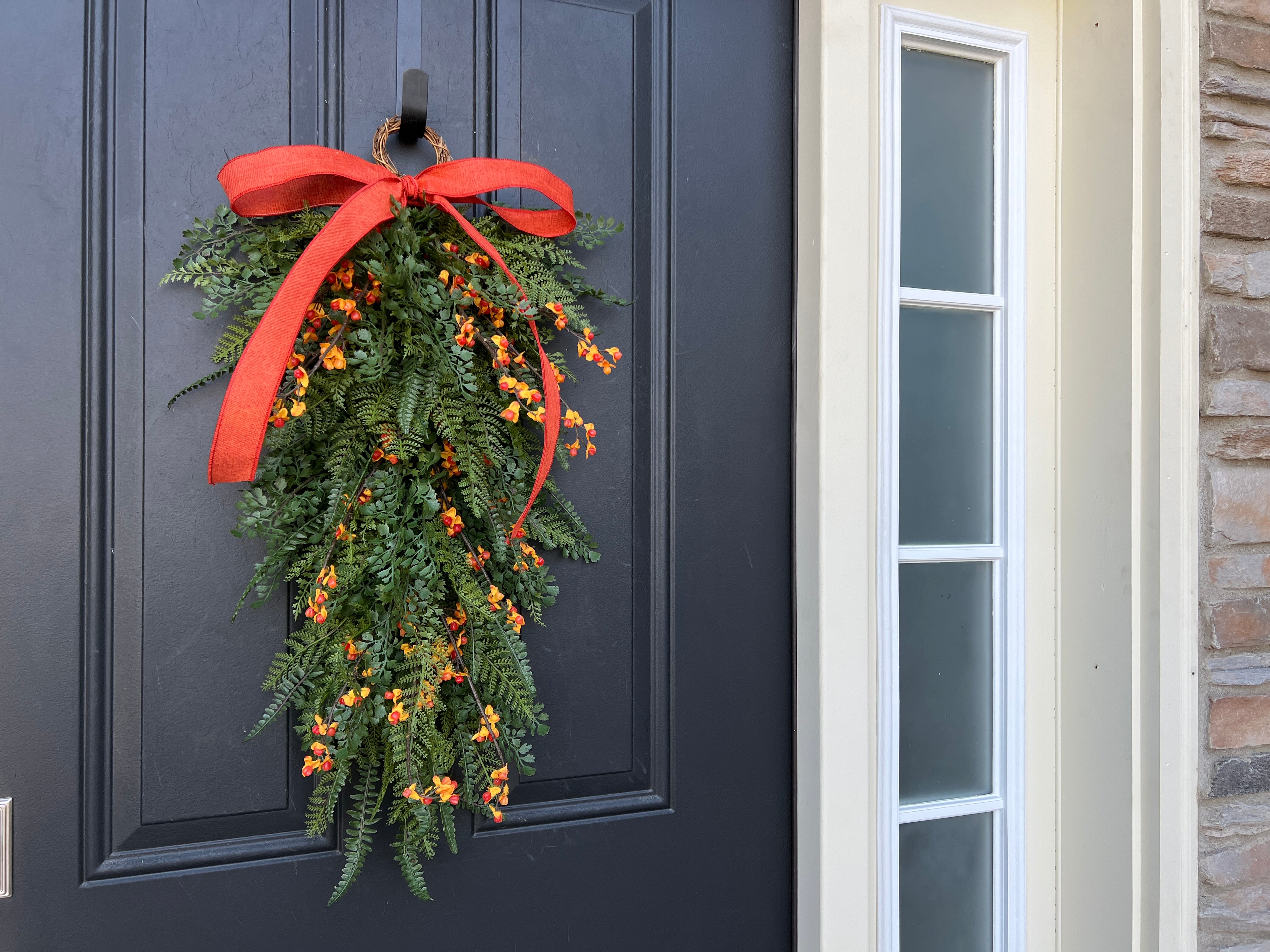 Fall Fern Swag with Bittersweet Teardrop Wreath